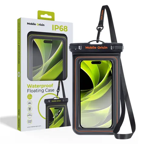 Mobile Origin Waterproof Floating Case 6.8" schwarz/orange / wasserdichtes Universalgehäuse