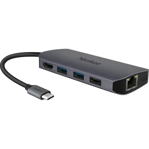 YENKEE YTC 081 Multiport Hub / Dockingstation / 2x USB-A 3.0 / 1x USB-A 2.0 / 1x USB-C / 1x HDMI / 1x RJ-45 / Micro SD