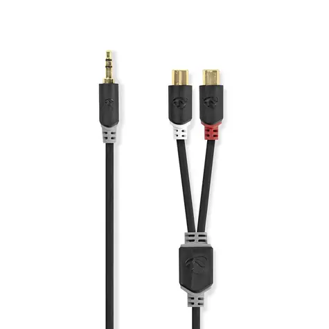 Nedis Stereo-Audiokabel Klinke 3,5 mm (M) - 2x Cinch (F) 0,20 m schwarz