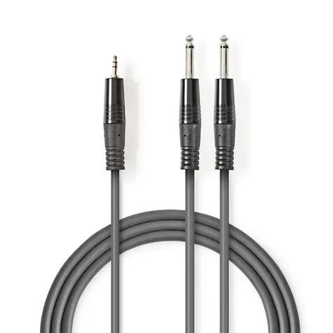 Nedis Stereo-Audiokabel 2x 6,35 mm Klinke (M) - 3,5 mm Klinke (M) 5,00 m dunkelgrau