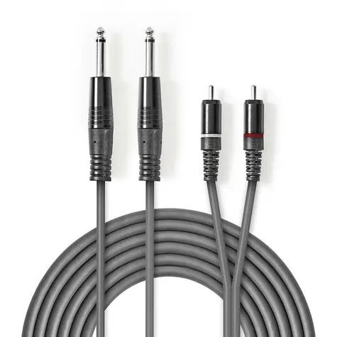 Nedis Stereo-Audiokabel 2x 6,35 mm Klinke (M) - 2x Cinch (M) 3,00 m dunkelgrau