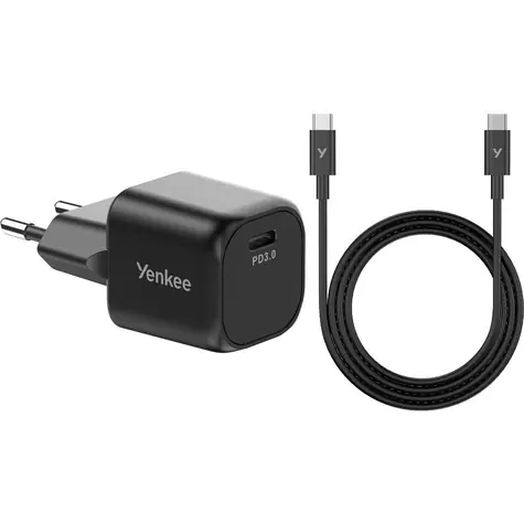 YENKEE YAC G35BK SET VOLT schwarz / Ladegerät / 35W / USB-C / USB-C & USB-C Kabel / PD 3.0
