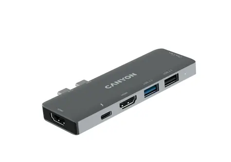 Canyon CNS-TDS05B Port-Replikator / 1xUSB-C PD 100W / 2xHDMI (4K) VGA / 3xUSB-A / SD-Lesegerät