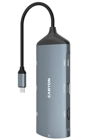 Canyon CNS-TDS15 Port-Replikator / 1xUSB-C PD 100W / 1xHDMI (4K) / VGA / 2xUSB-A 3.0 / 1xUSB-A 2.0 / RJ45 / 3,5mm Buchse 