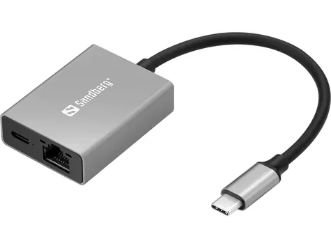 Sandberg USB-C Gigabit-Adapter grau / RJ45 & USB-C PD 100W