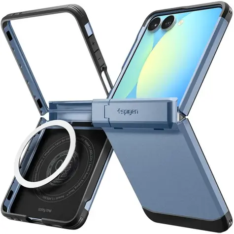 Spigen Tough Armor Pro MagSafe Hülle für Samsung Galaxy Z Flip 7 hellblau