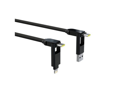 Rolling square inCharge XL 0,3m schwarz / Lade- und Datenkabel Kabel 6in1 / USB / USB-C / Lightning / MicroUSB / 100W