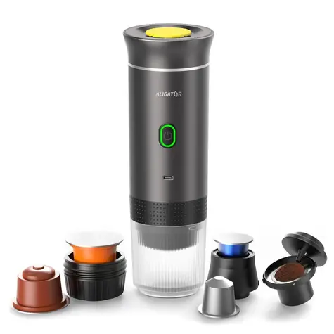 Aligator PortaCaffé 3in1 / grau / Tragbare Kaffeemaschine 