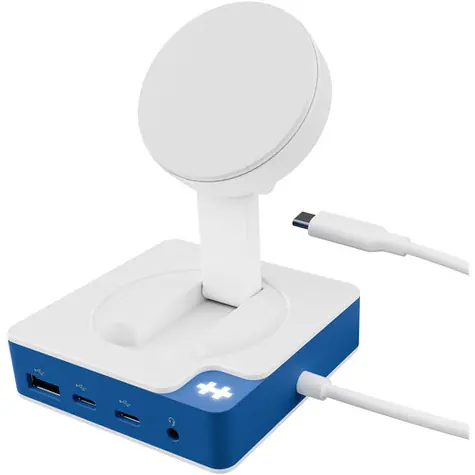 Targus HyperDrive Flex 5- Port USB-C-Hub mit Qi-Ladegerät / HDMI / USB / USB-C 100W PD / 3,5-mm-Klinkenanschluss / SD-Kartenleser