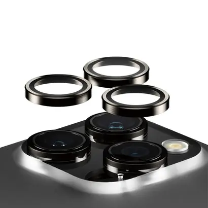 PanzerGlass HoOps Kameraschutzringe für Apple iPhone 16 Pro/15 Pro/16 Pro Max/15 Pro Max - Schwarzes Aluminium