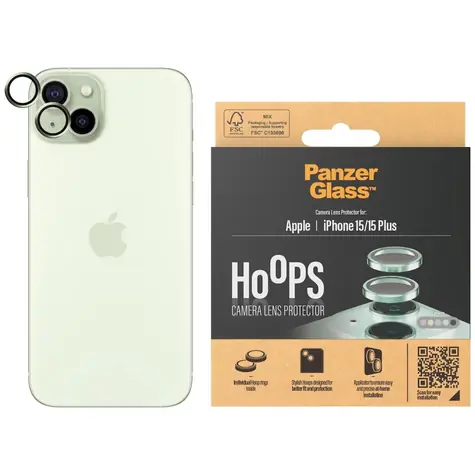 PanzerGlass HoOps Kameralinsenschutzringe für Apple iPhone 15/15 PLUS - grünes Aluminium