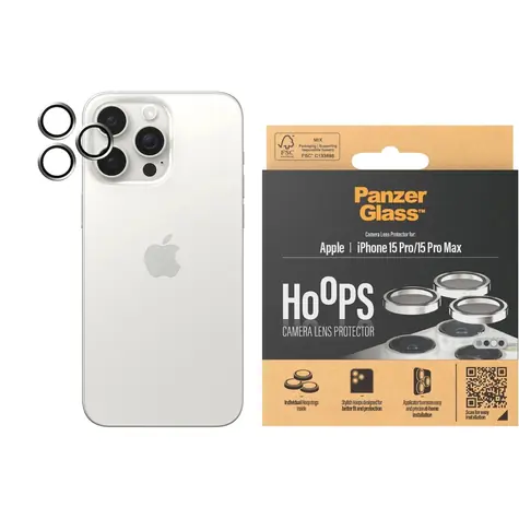 PanzerGlass HoOps Kameralinsenschutzringe für Apple iPhone 16 Pro/15 Pro/16 Pro Max/15 Pro Max - Weißes Aluminium