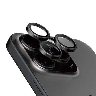 PanzerGlass HoOps Kameralinsenschutzringe für Apple iPhone 16 Pro/15 Pro/16 Pro Max/15 Pro Max - Schwarzes Titan