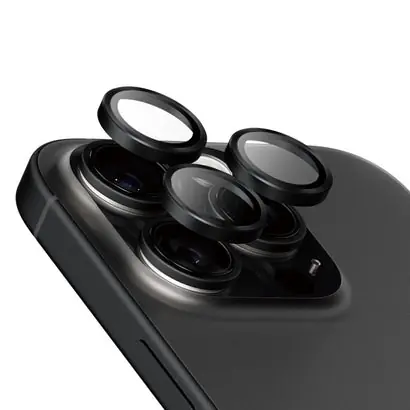 PanzerGlass Hoops Keramik-Kameralinsenschutzringe für Apple iPhone 16 Pro/15 Pro/16 Pro Max/15 Pro Max