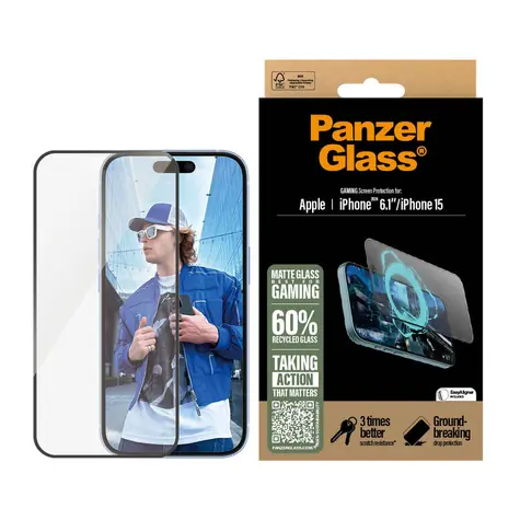 PanzerGlass Gaming Apple iPhone 16/15 mit Installationsrahmen