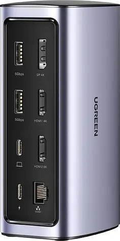 Ausgepackt - Ugreen CM555 Dockingstation grau / 3x USB-C / 3x USB-A / 2x HDMI / 1x DP / 1x RJ45 / 1x AUX / ausgepackt