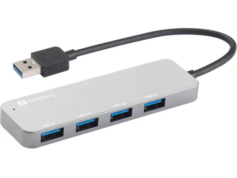Sandberg USB 3.0 Hub, 4 Anschlüsse, grau / 4X USB-A