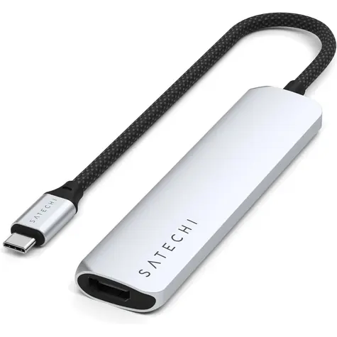 Satechi 6-in-1 USB-C Slim Multiport Silber / Adapter / USB-C / 2x USB-A / HDMI / microSD / SD / PD 100 W
