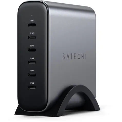 Satechi 200W USB-C GaN-Ladegerät, grau / Ladeadapter / 6x USB-C / PD