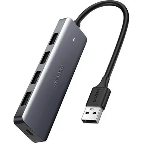 Ugreen USB-Hub - 4X USB 3.2 Gen 1 mit Micro-USB-Stromanschluss, grau