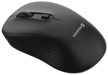 Swissten ERGO1 kabellose Büromaus, schwarz / optisch / 1600 dpi / 2,4 GHz / USB