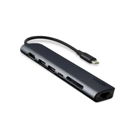 Epico 7-in-1 Hub, dunkle Tinte / 100 W USB-C PD / 2x USB-A / 1x HDMI / 1x Ethernet / SD-/MicroSD-Kartensteckplatz