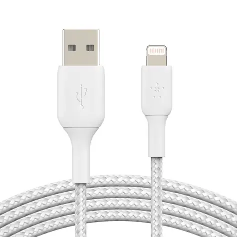 Belkin BOOST CHARGE geflochtenes Kabel USB-A auf Lightning weiß / 15 cm