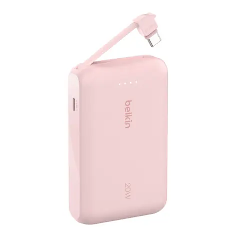 Belkin BOOST CHARGE Powerbank 10000mAh + integriertes Kabel pink / 20W PD / USB-C