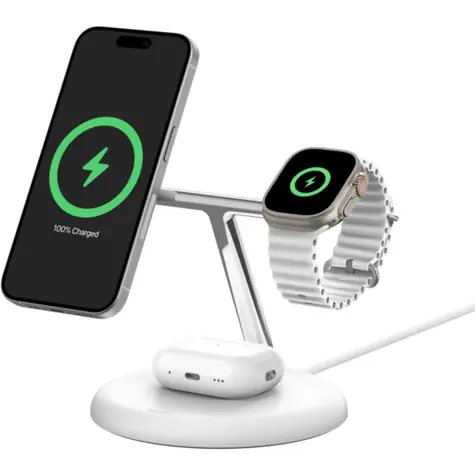Belkin BOOST CHARGE PRO Qi2 Kabellose Ladestation 3-in-1 weiß / 15W