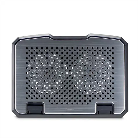 HAMA Laptop-Kühlständer, Aluminium silber / neigbar / 2 Lüfter / blaue Hintergrundbeleuchtung / leiser Betrieb