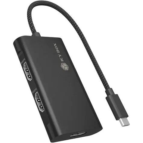 Icy Box IB-AD1030-C schwarz / HDMI-Adapter / 3x HDMI / 20 cm 