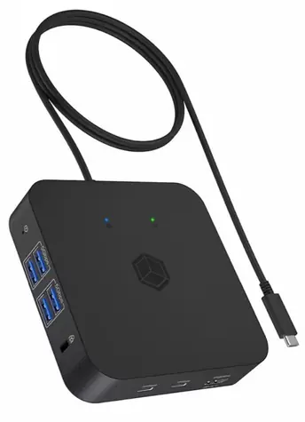Icy Box IB-DK4090-C schwarz / Dockingstation / 3x HDMI / 4X USB-A 3.2 Gen1 / 1x RJ-45 / 2x USB-C 3.2 Gen2