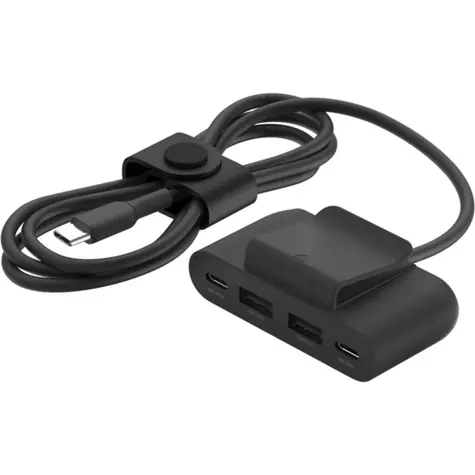 Belkin BOOST CHARGE USB-Hub, schwarz / 2x USB-C / 2x USB-A / 30 W / mit 2 m USB-C-Kabel
