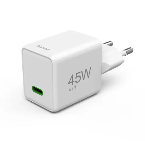 HAMA Schnellladegerät mit USB-Anschluss, weiß / USB-C / PD / QC / 45 W / Super-Mini