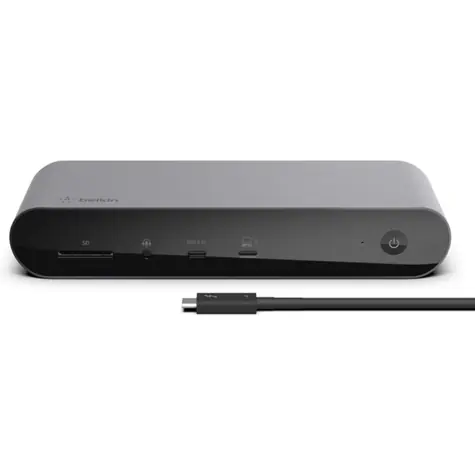 Belkin Thunderbolt 4 Pro Dock, grau / 2x USB-C / 4X USB-A / 2x HDMI / SD / DP / RJ45 / 3,5-mm-Klinkenanschluss