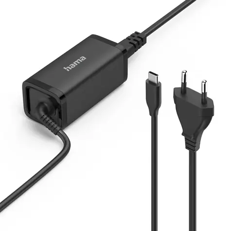 HAMA USB-C-Netzteil für Laptops, schwarz / Power Delivery / GaN / 45 W