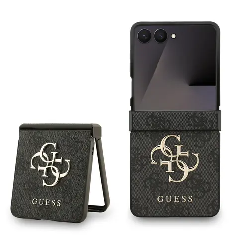 Guess PU 4G Metall Logo -Rückseite für Samsung Galaxy Z Flip 7 Grau