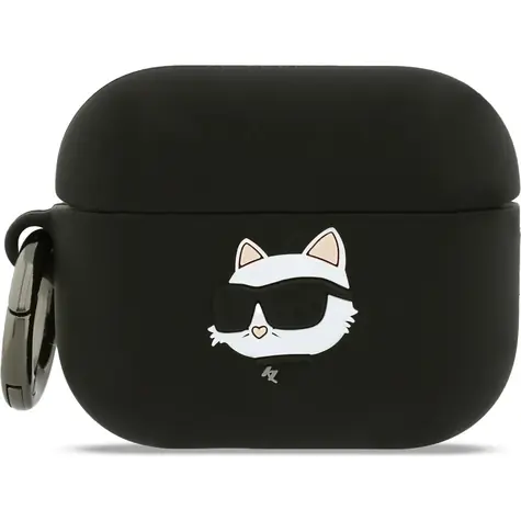 Karl Lagerfeld 3D Logo NFT Choupette Kopf Silikonhülle für AirPods Pro 3 Schwarz