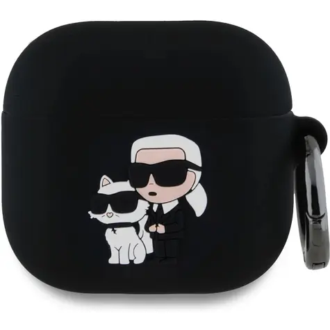 Karl Lagerfeld 3D- Logo NFT Karl und Choupette Silikonhülle für AirPods 4 Schwarz