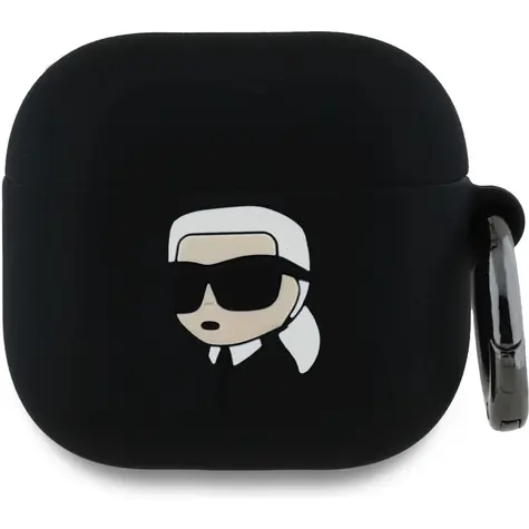 Karl Lagerfeld 3D- Logo NFT Silikonhülle mit Karl-Kopf für AirPods 4, Schwarz
