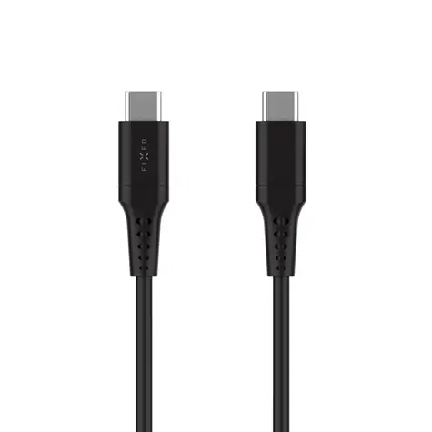 FIXED kurzes Lade- und Datenkabel aus Flüssigsilikon mit USB-C/USB-C-Anschlüssen und PD-Unterstützung, 0,3 m, USB 2.0, 60 W, schwarz