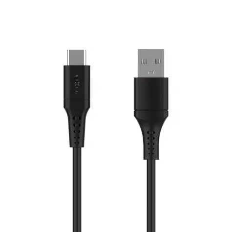 FIXED kurzes Lade- und Datenkabel aus Flüssigsilikon mit USB-/USB-C-Anschlüssen und PD-Unterstützung, 0,3 m, USB 2.0, 60 W, schwarz