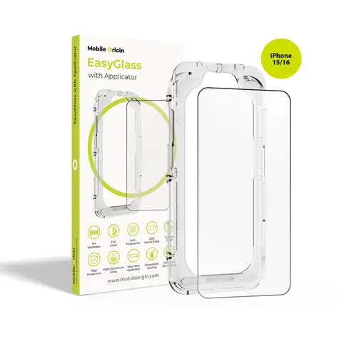 Mobile Origin EasyGlass EasyGlass Schutzglas mit Applikator für Apple iPhone 15 & 16