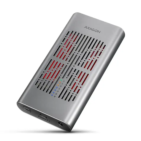 Axagon EEM2-20GD, USB-C 20 Gbit/s - 2x M.2 NVMe SSD CLONE MASTER Metallgehäuse 
