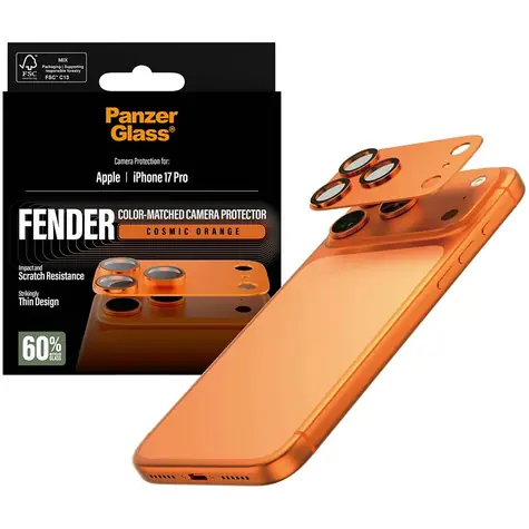 PanzerGlass FENDER Apple iPhone 17 Pro orangefarbenes Schutzelement aus Aluminium für die Kamera 