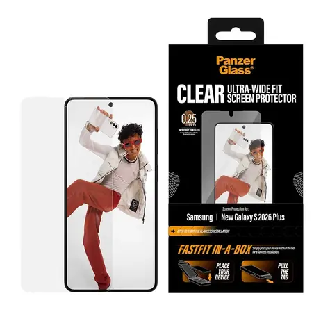 PanzerGlass Samsung Galaxy S26+ mit staubfreier Applikationsbox