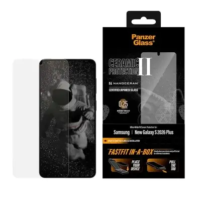 PanzerGlass Ceramic II Samsung Galaxy S26+ mit staubfreier Installationsbox
