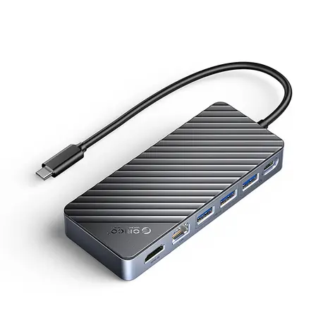 Orico OM28PR-G2 USB-C Dockingstation, schwarz / 2x USB-C + 3x USB-A + 1x HDMI + 1x LAN