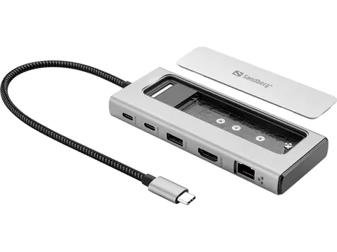 Sandberg USB-C 6-in-1 Reise-Dockingstation für SSDs / HDMI / 2x USB-C / 1x USB 2.0 / 100 W Stromversorgung