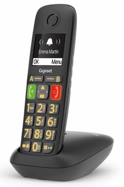 Gigaset E290 schwarz / Schnurlostelefon / seniorengerecht / Telefonbuch 150 Kontakte